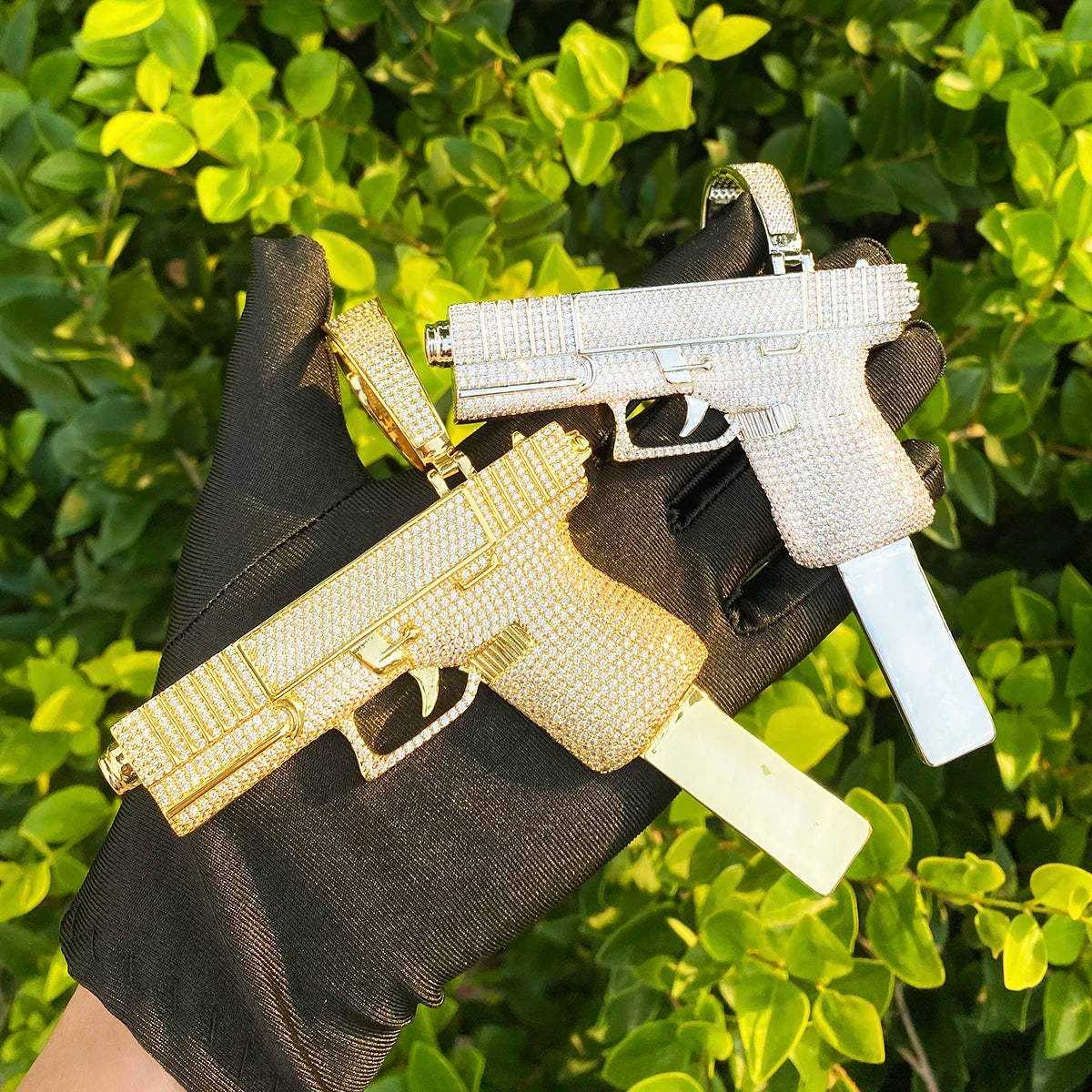 Glock VVS | High Capacity Mag VVS Diamond CZ Hip Hop Hand Pistol Blinged Out Pendant