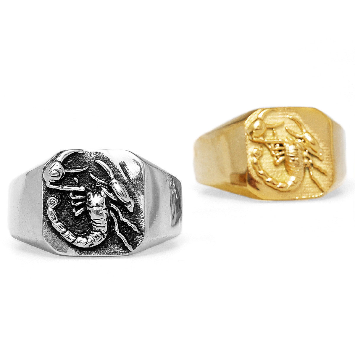 Scorpion | 14k Gold Over 316L No Fade Stainless Steel Street Wear Hip Hop Rings