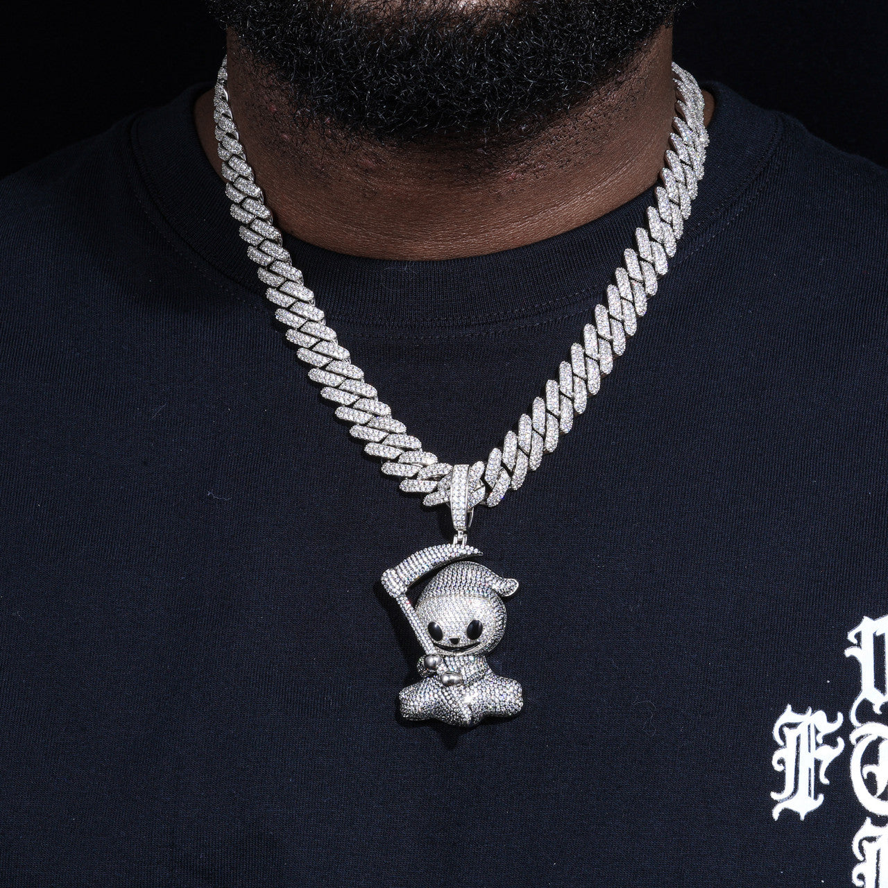 Kill'em Softly | Moissanite Diamond Solid Sterling Silver Baby Grimm Reaper Hip Hop Pendant