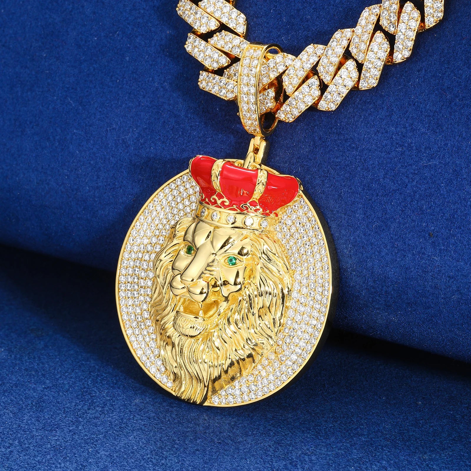 True King | Solid 925 Silver Moissanite Diamond Iced Blinged Out King Lion Pendant