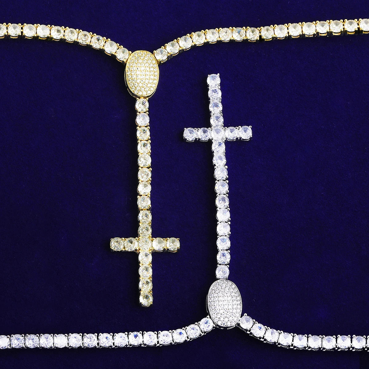 Drip Cross | VVS Diamond CZ Rosary Style 5AA+ Luxury Hip Hop Tennis Chain Necklace