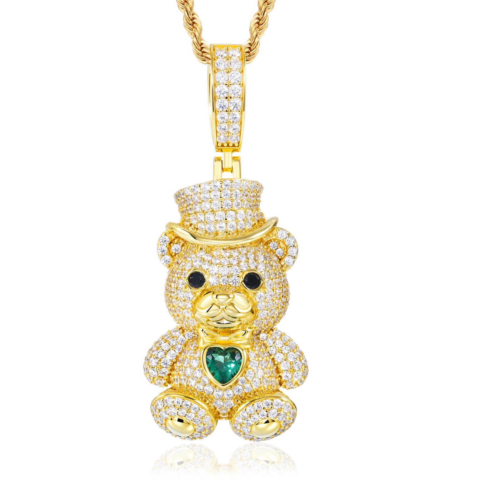 Gentleman Bear Family | 925 Sterling Silver Moissanite Diamond Iced Blinged Out Pendant