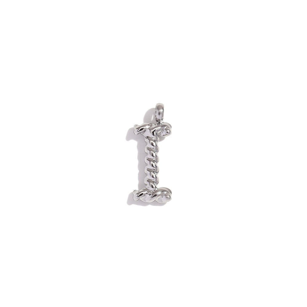 18k Gold Silver Tarnish Free Stainless Steel Mini Twisted Letter Pendant Necklaces
