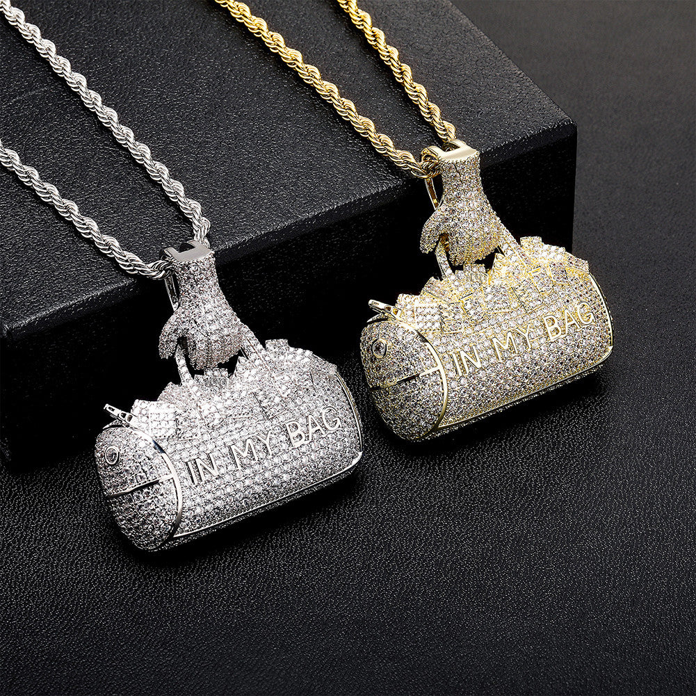 In My Bag | VVS Diamond CZ Money Bag 14k Gold 925 Silver Hip Hop Pendant Chain