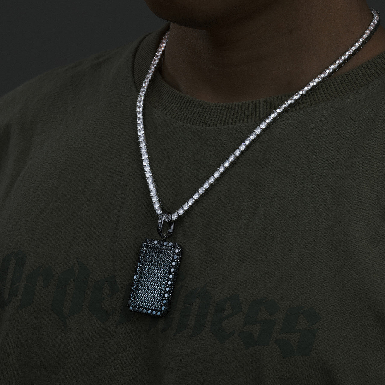 All Black Everything | Moissanite Diamond 925 Silver Iced Blinged Out Dog Tag Hip Hop Pendant