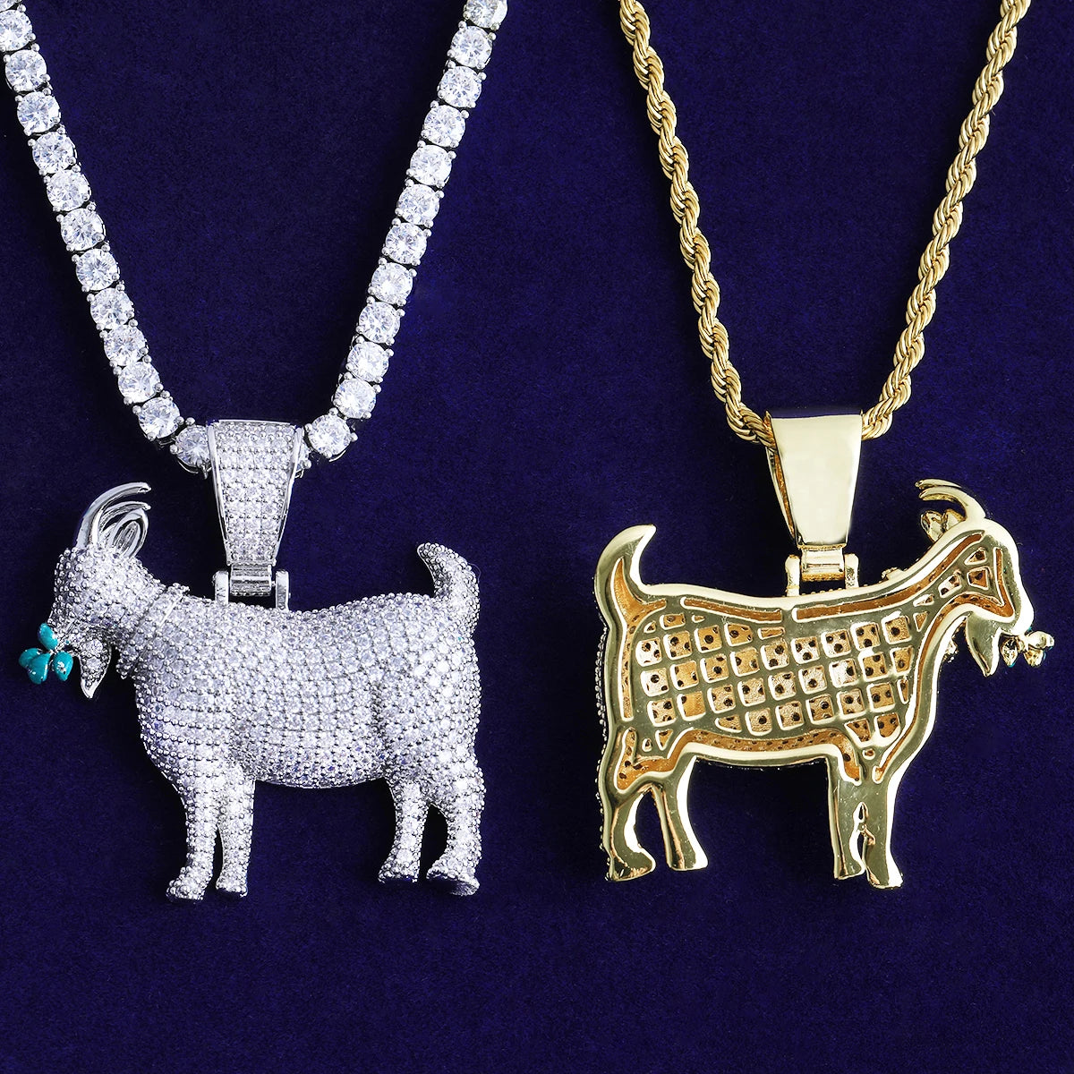 Goat Business | 5AA+ VVS Diamond CZ Prong Set Eating Goat Hip Hop Pendant