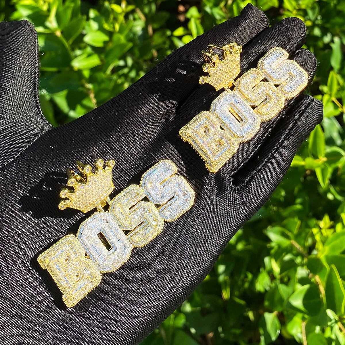 Crowned Boss | VVS Diamond CZ Iced Blinged Out "Boss" Two Tone Hip Hop Pendant