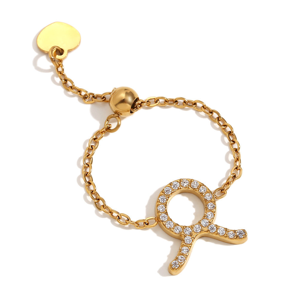 Ladies Waterproof 18k Gold Stainless Steel 12 Constellation Bling Adjustable Zodiac Rings