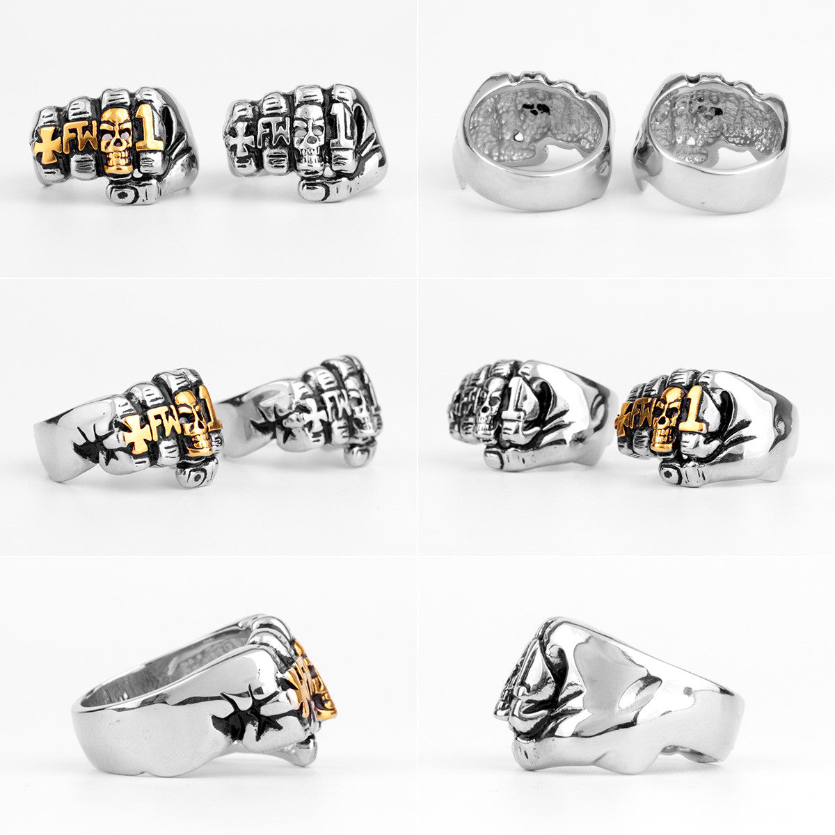 Slang Fist | 316L No Fade Stainless Steel FW Skull Fist Hip Hop Street Wear Rings