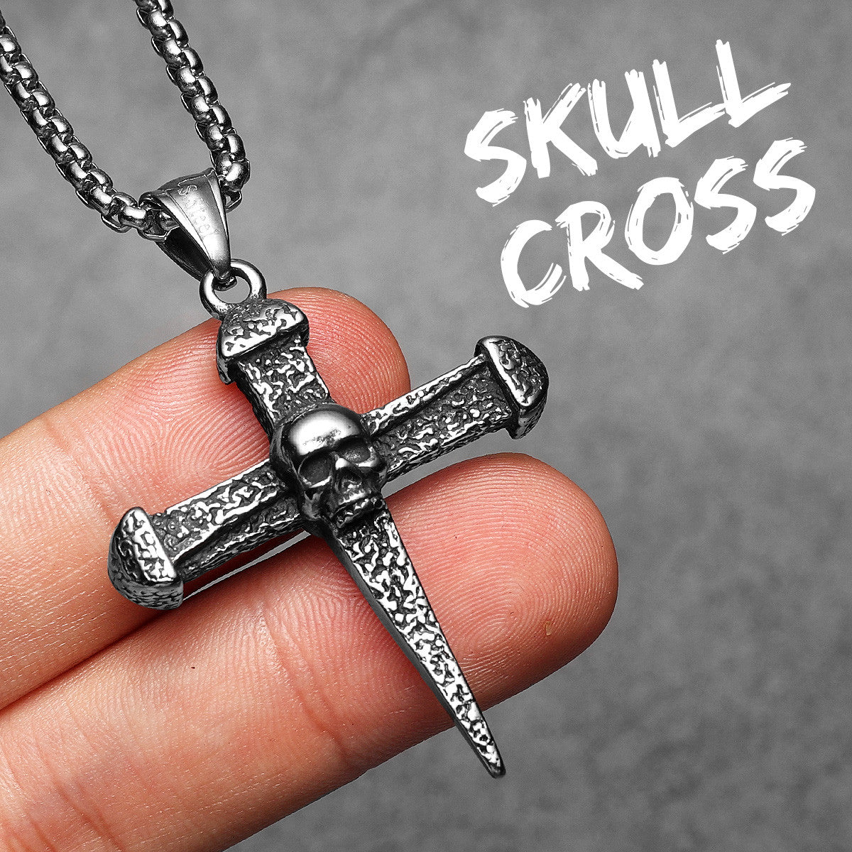 Turquoise Gem Skull | No Fade Stainless Steel Ancient Street Wear Cross Pendant