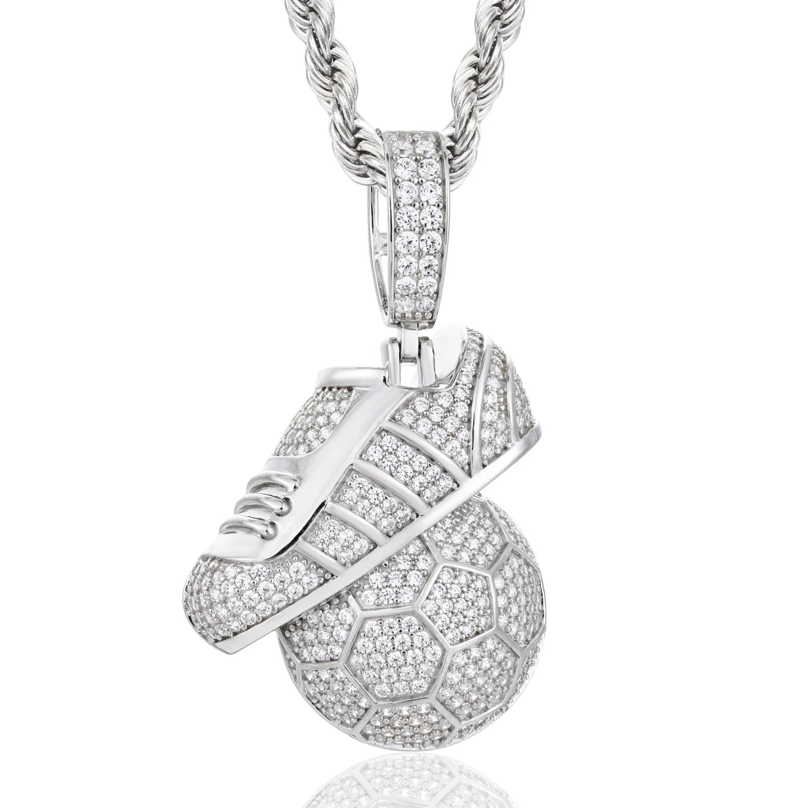 Foot Ball | 925 Sterling Silver Moissanite Football Soccer Ball Shoe Hip Hop Pendant