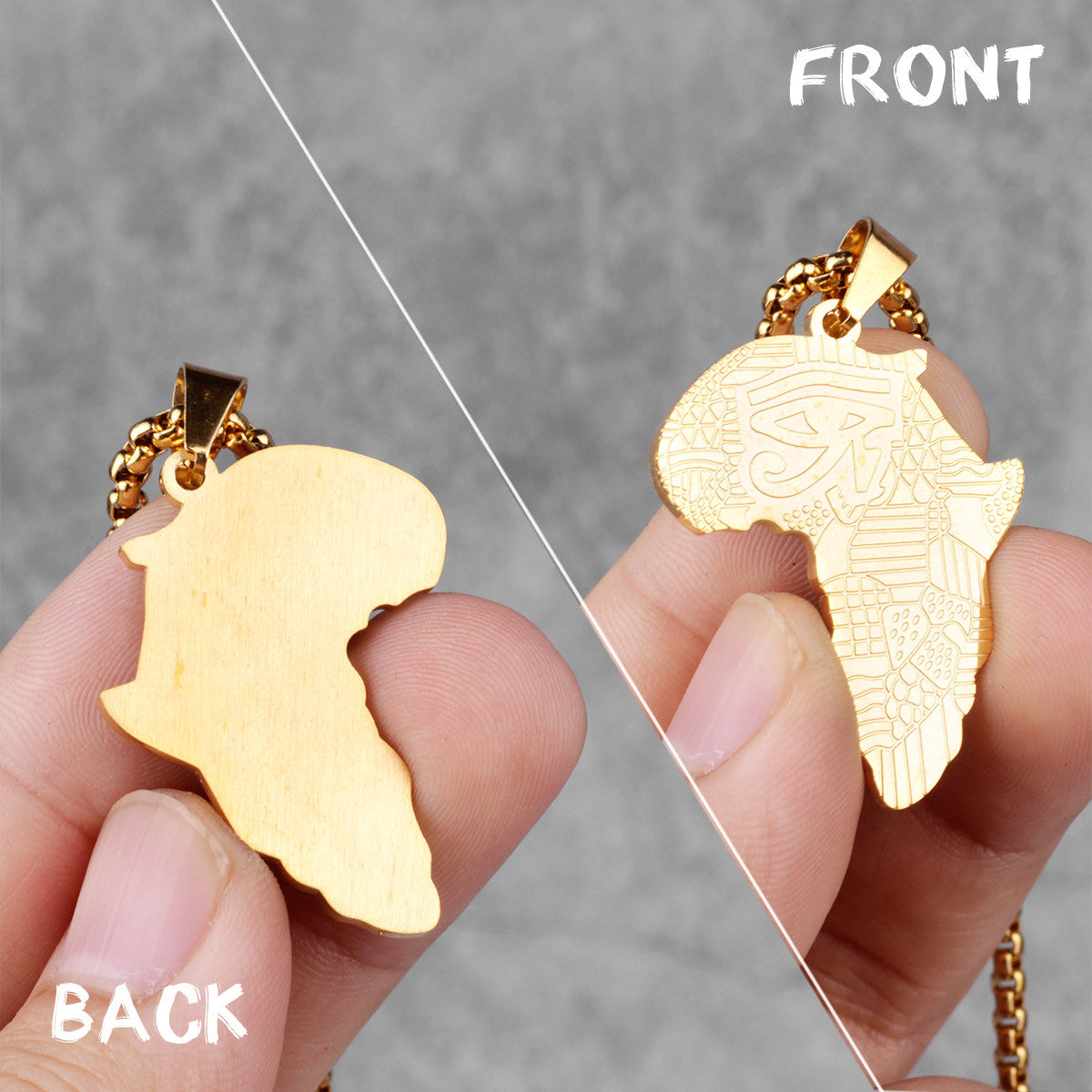 Mother Land | 14k Gold Over 316L No Fade Stainless Steel Africa Eye of Ra Hip Hop Pendant
