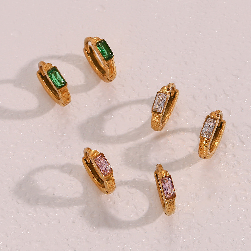 18k Gold Solid Stainless Steel Waterproof Dainty Cute Girl's Mini Size CZ Hoop Earrings