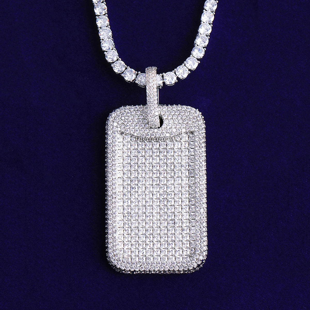 Simply Iced | VVS Diamond CZ 5AA+ Iced Blinged Out Dog Tag Pendant Chain