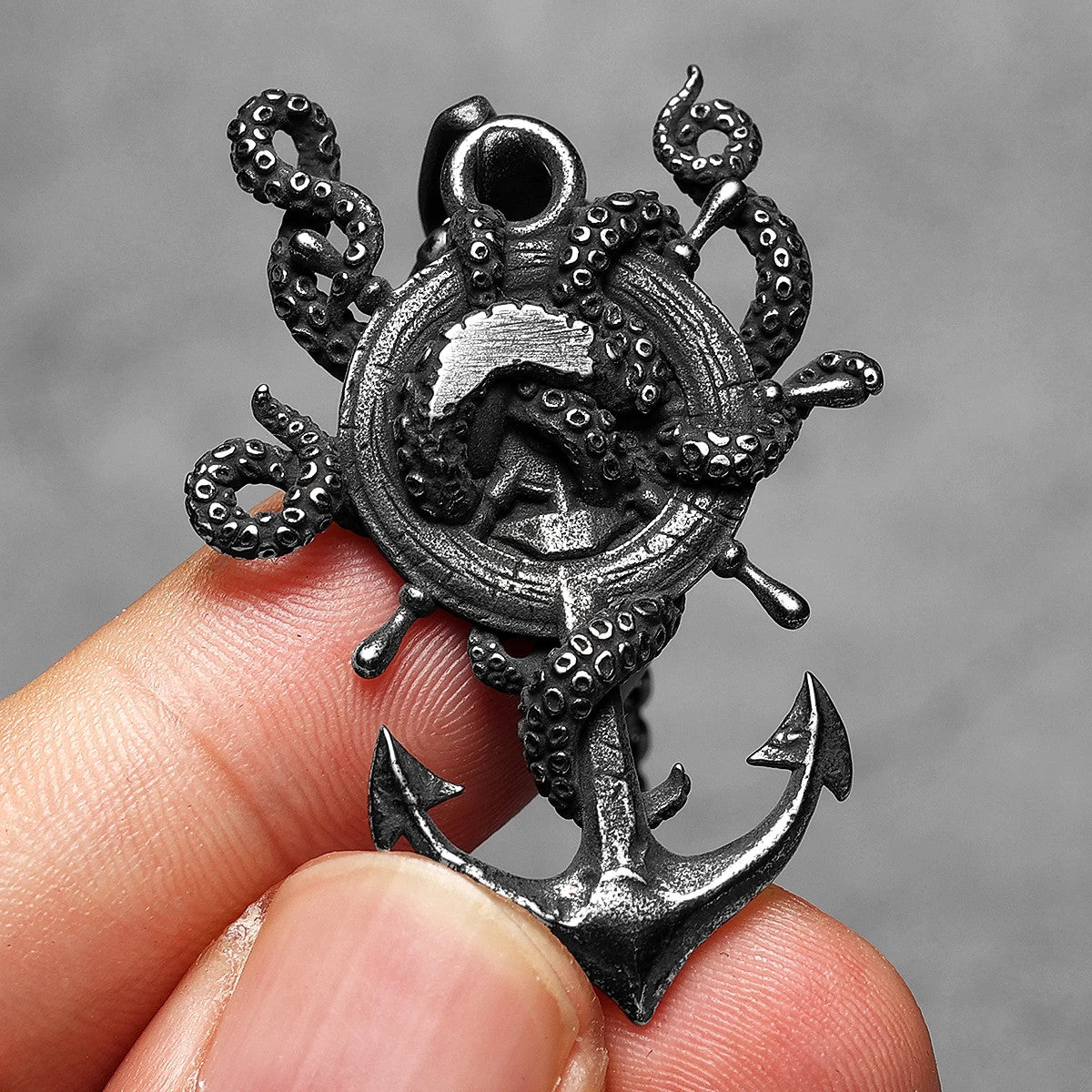 Octopus Anchor | 316L Stainless Steel Vintage Octopus Anchor No Fade Pendant Chain