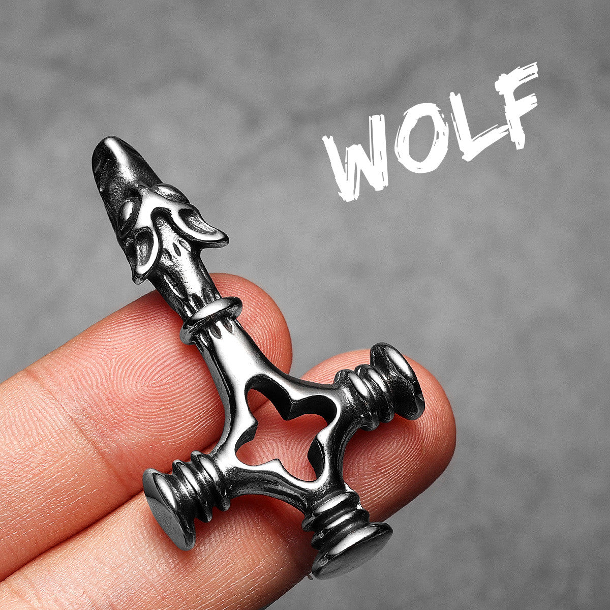 Hollow Wolf Cross | 316L No Fade Stainless Steel Wolf Cross Street Wear Pendant