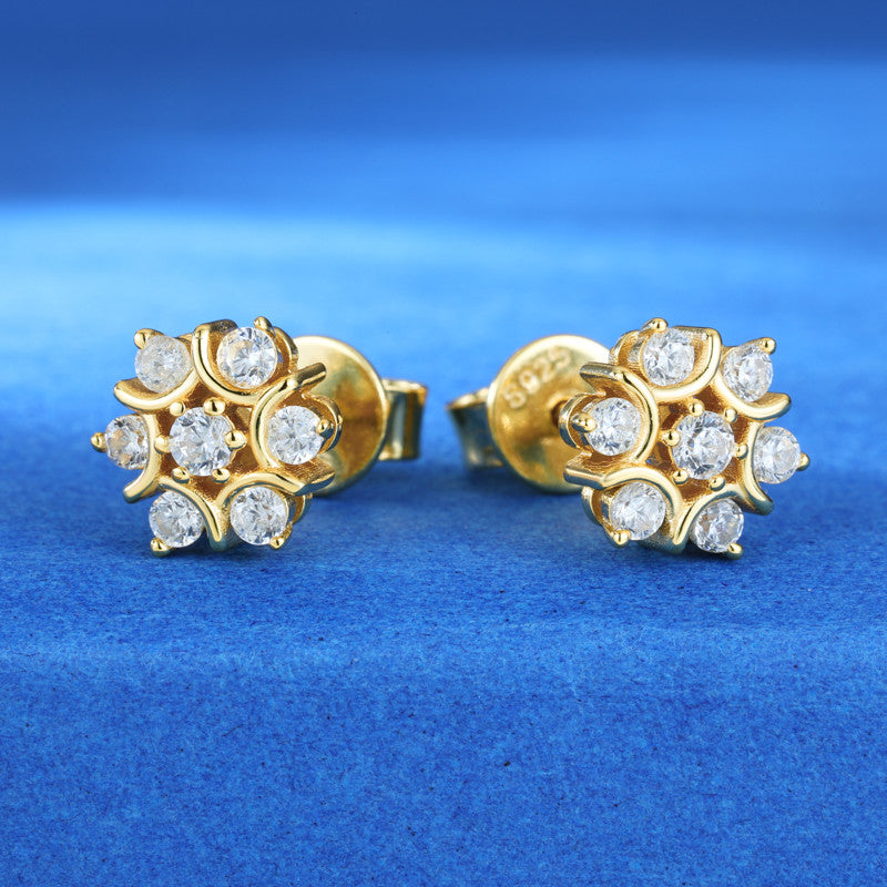 Snow Flower | VVS Moissnaite Diamond Sterling Silver Hip Hop Iced Blinged Out Earrings