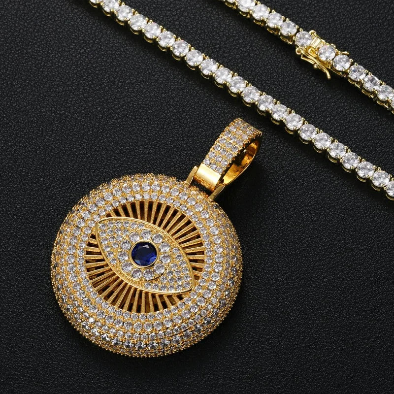 All Seeing Eye ll|Flooded Ice 24k 925 Silver Rose Gold 5AA+ Hip Hop Iced Pendant