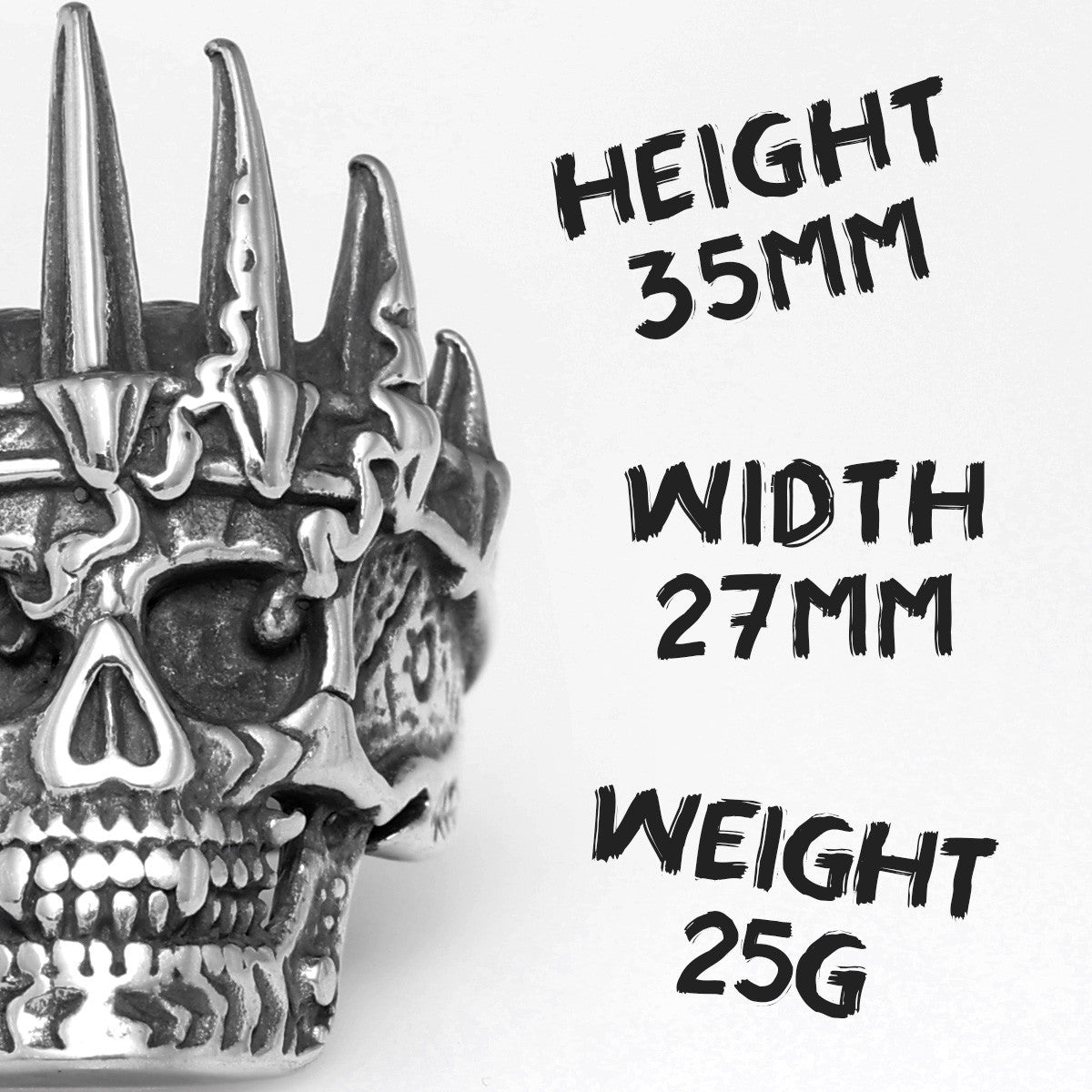 Mens Vintage Stainless Steel Crown Kings Skull Biker Street Wear Rings