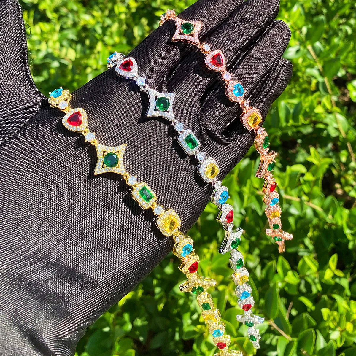 Star Trails | VVS Diamond CZ Colorful Gemstone Hip Hop Chain Necklace