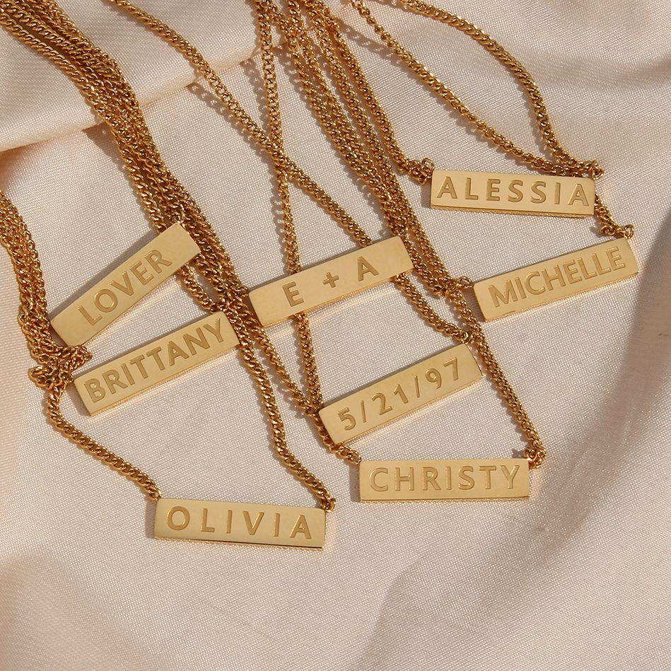 Ladies 18k Gold Stainless Steel Waterproof Personalized Custom Name Necklace