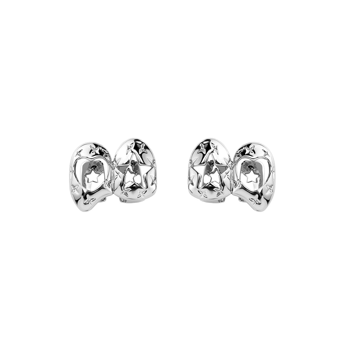 Stars Heart | 2 Piece Double Hollow Heart Star Hop Hop Teeth Tooth Caps Grillz