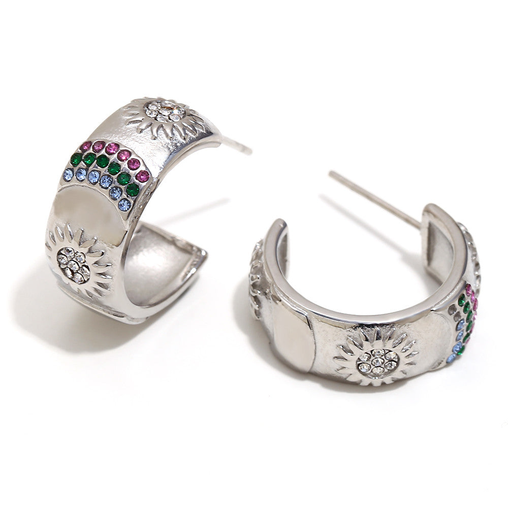 18k Gold Silver Stainless Steel Waterproof Lover World Tarot Cards Series Stud Earrings