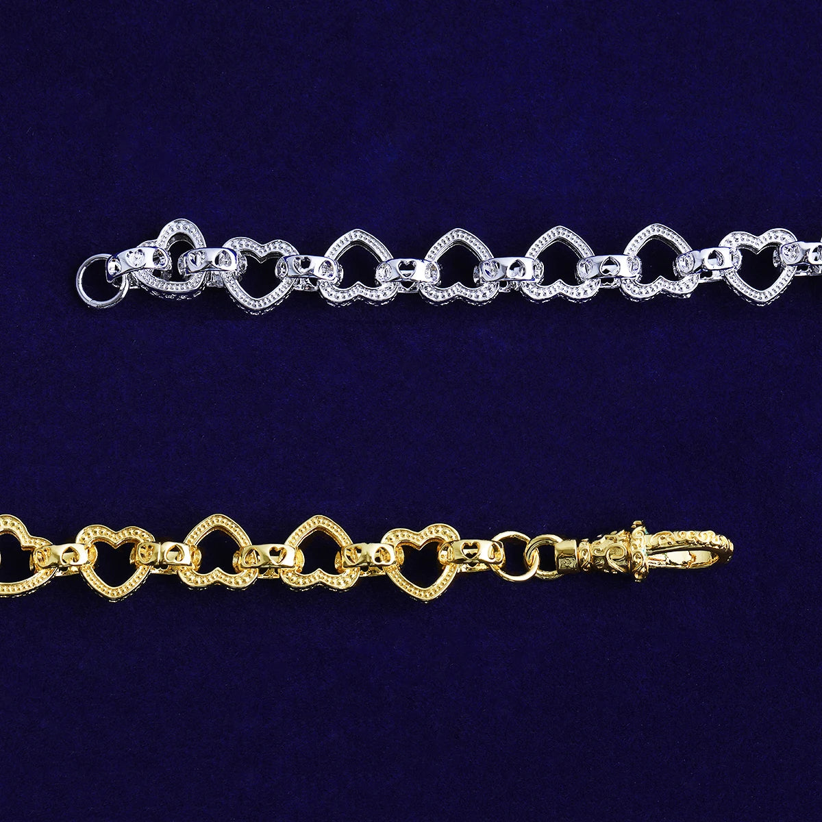 Heart To Heart |  Ladies Albert Clasp 24k 925 Silver Rose Gold Heart Link Bracelet