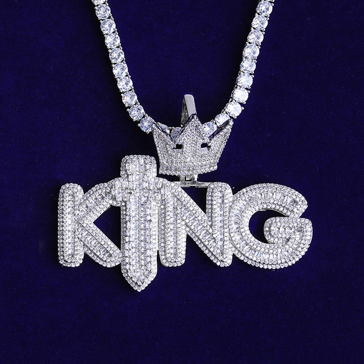 The Kings Kingdom | Iced Blinged Out Kings Crown Sword VVS Diamond CZ Hip Hop Pendant