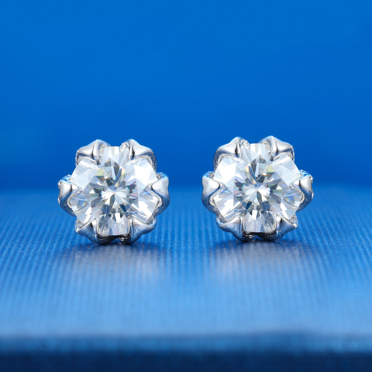 Iced Blinged Out 1/1.6/2ct D Color Moissanite Diamond S925 Sterling Silver 18k Stud Earrings