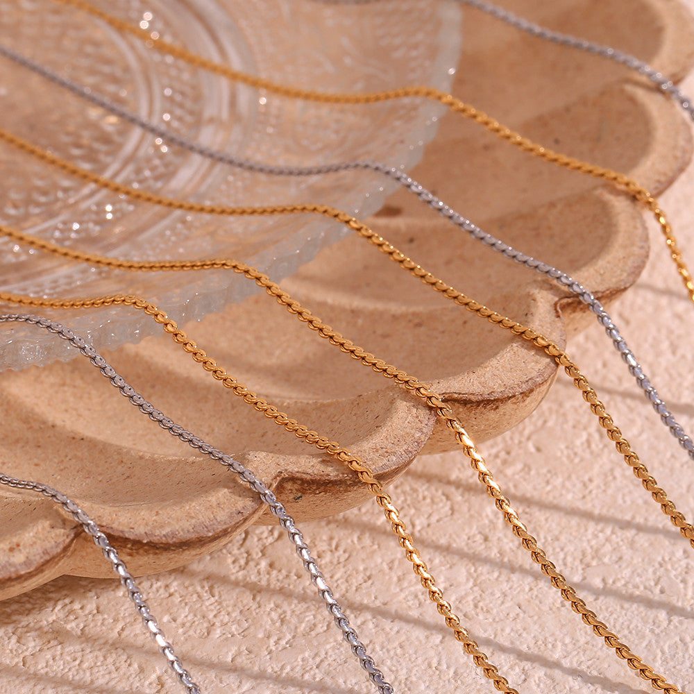 Ladies 18k Gold Silver Color Stainless Steel 1.8MM Snake Chain Necklace Waterproof