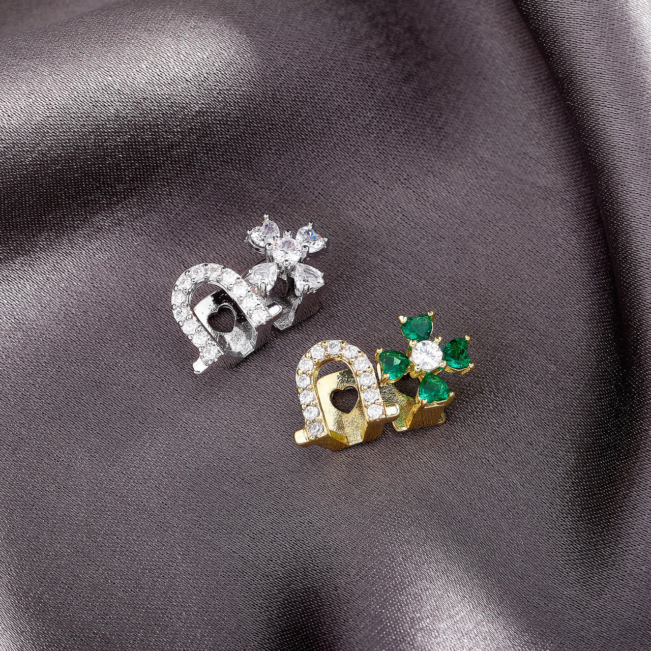 Iced Clover Heart | VVS Diamond CZ Heart Stone Lucky Horse Shoe Mouth Tooth Teeth Hip Hop Grillz