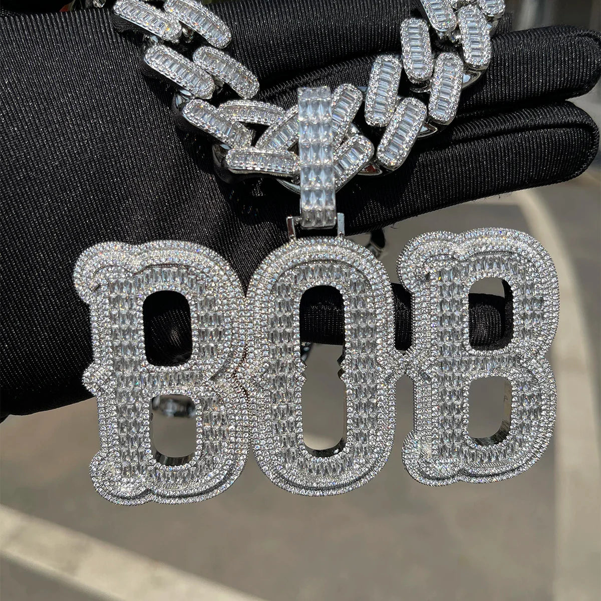 VVS Diamond CZ Total Iced Baguette Stone Custom Jewelry Name Plate Hip Hop Pendants