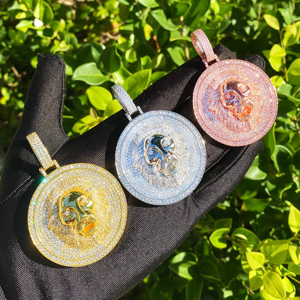 Mighty Lion | Iced Blinged Out 24k 925 Silver Rose Gold Roaring Lion Pendant