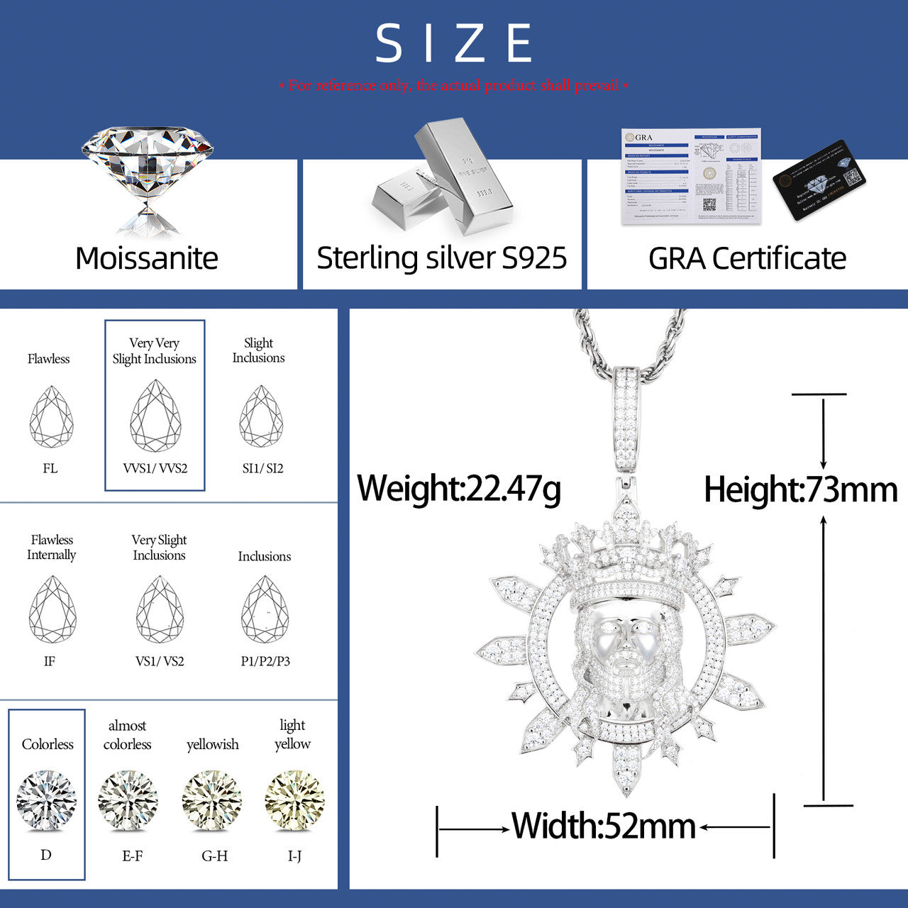 The I Am Glorified | Moissanite Diamond Iced Blinged Out Jesus Piece Hip Hop Pendant