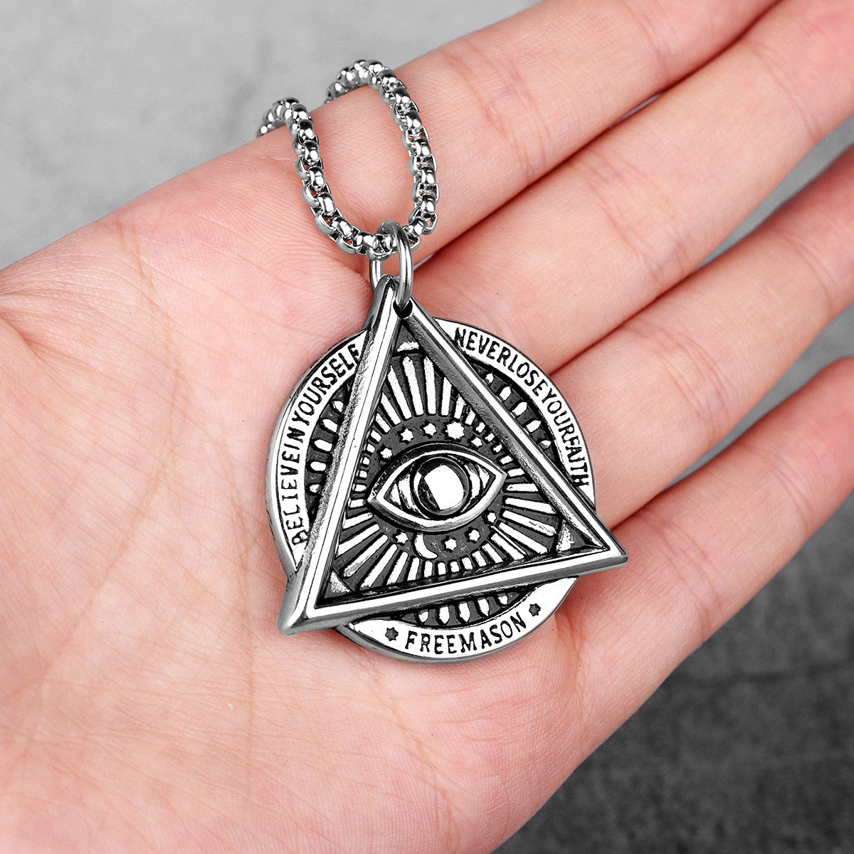 Free Mason | Solid Stainless Steel All Seeing Eye Self Belief Hip Hop Pendant