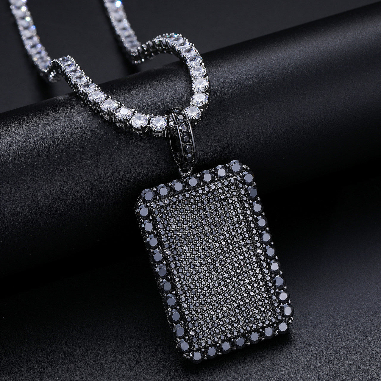 All Black Everything | Moissanite Diamond 925 Silver Iced Blinged Out Dog Tag Hip Hop Pendant