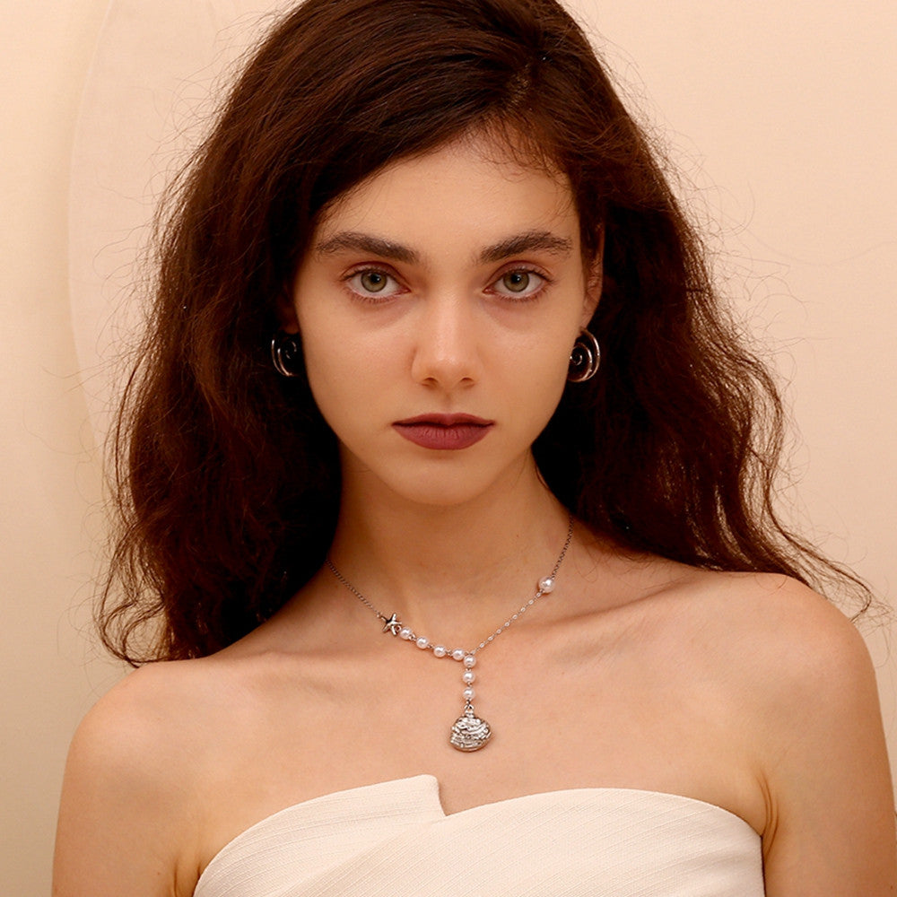 18k Gold Silver Stainless Steel Waterproof Seashells Starfish Pendants Necklace