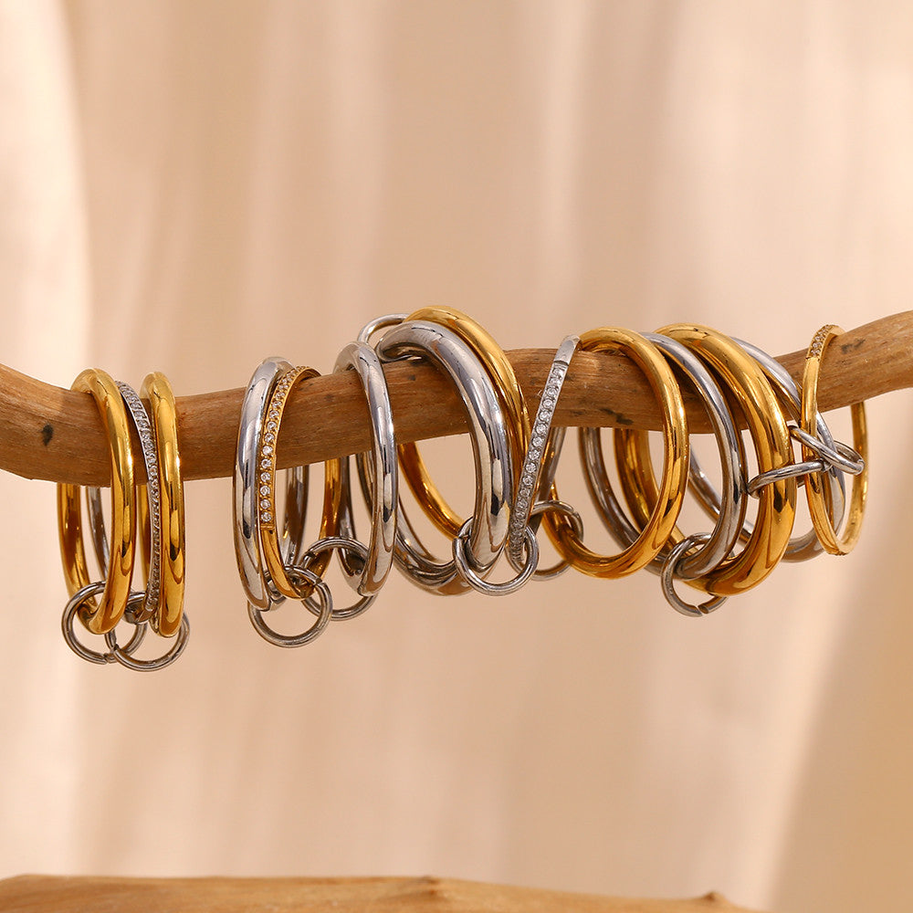 18k Gold Stainless Steel Three/Four Layers CZ Waterproof Rings