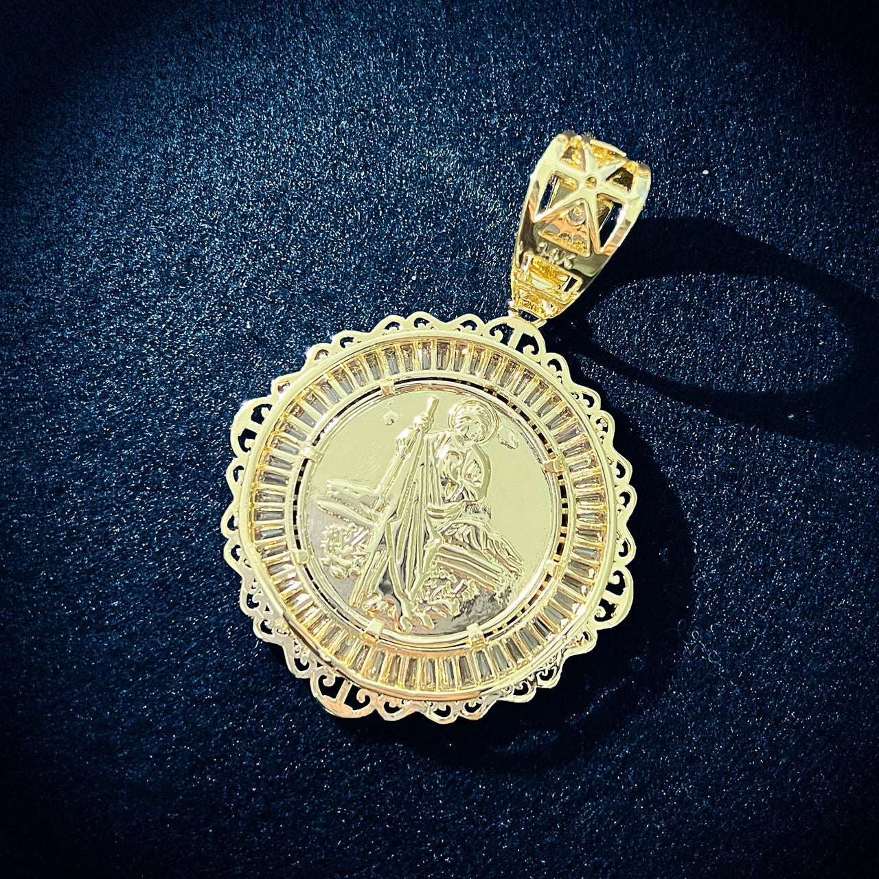 Mens Jesus Shepard Our Lady of Guadalupe Baguette Ice Spititual Hip hop Pendant Necklace