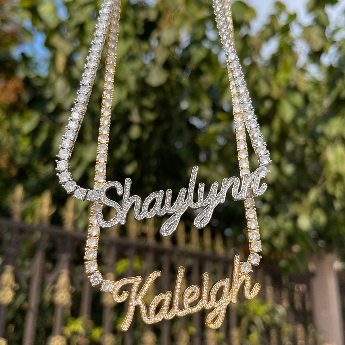 The Classy Girl | Tennis Chain Iced VVS Diamond CZ Custom Script Letter Necklace