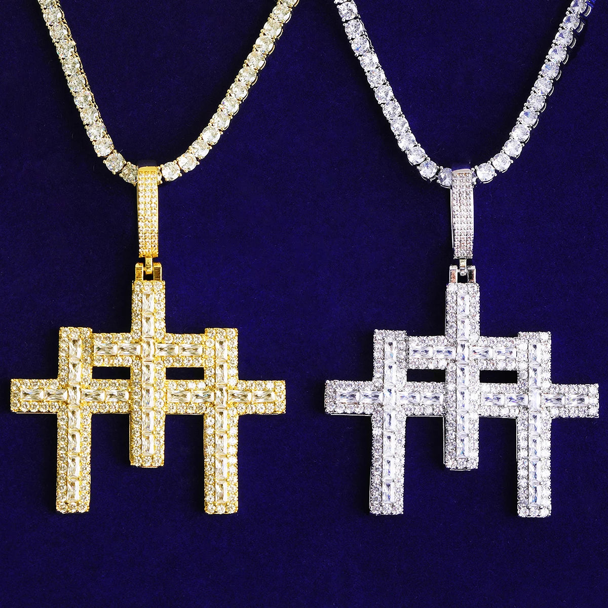 Holy Trinity ll | Flooded Ice VVS Diamond Iced Blinged Out Trinity Cross Pendant