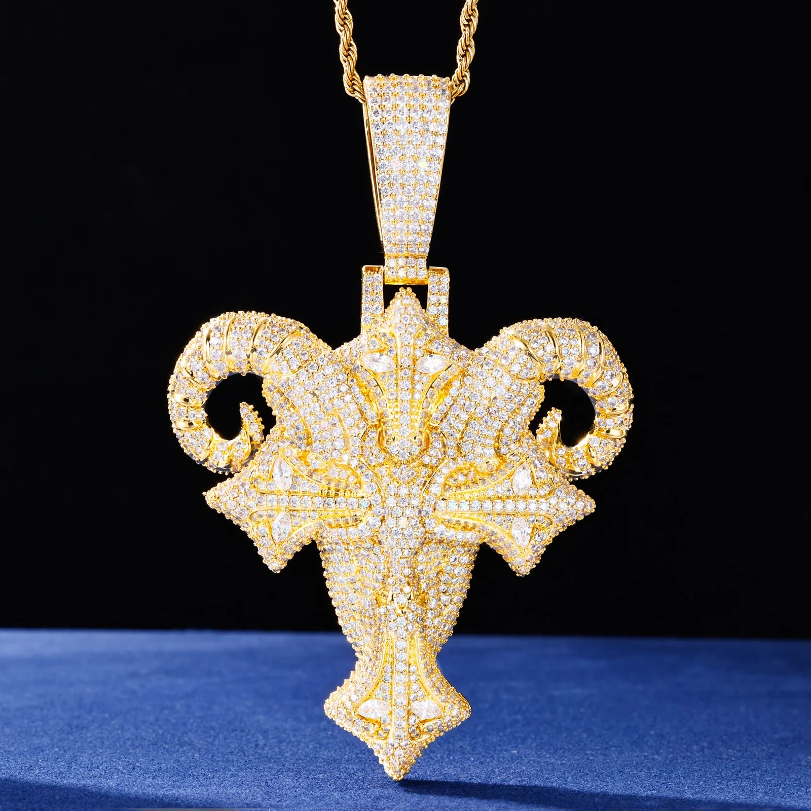 Demon Goat | Iced Bling Out Moissanite Diamond Demon Goat Cross Hip Hop Pendant