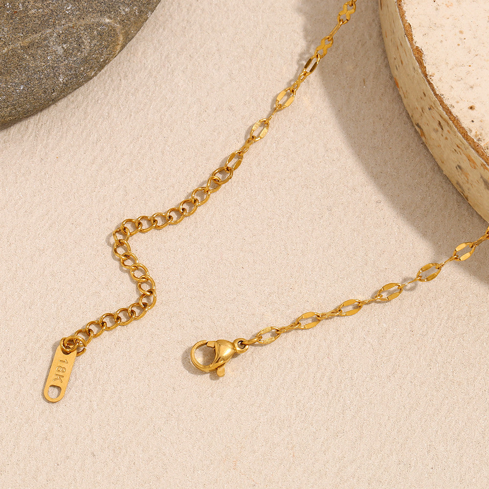 18k Gold Waterproof Rose Flower Bling Stainless Steel Hip Hop Cross Pendant Necklace