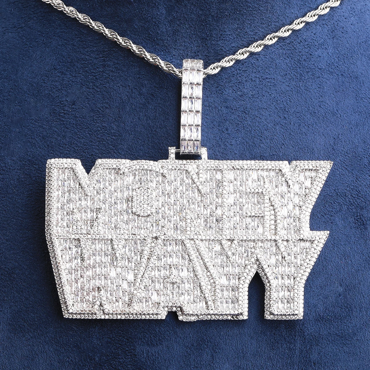 The Money Wayy | 5AA+ VVS Diamond CZ Prong Set Hip Hop Pendant Chain