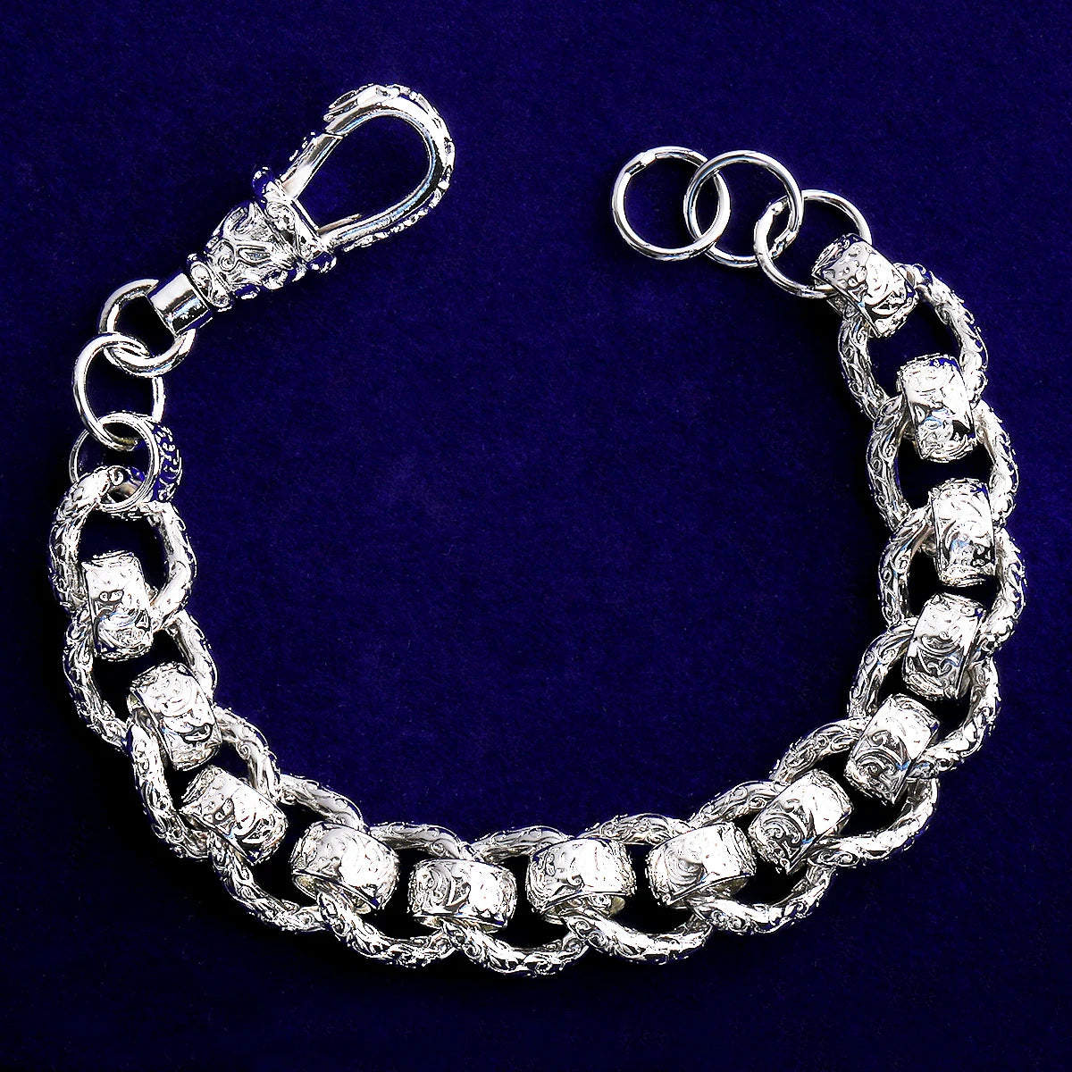 Ring Roller | Detailed Carved 20MM Ring Roller Rolo Link Belcher Clasp Hip Hop Bracelet