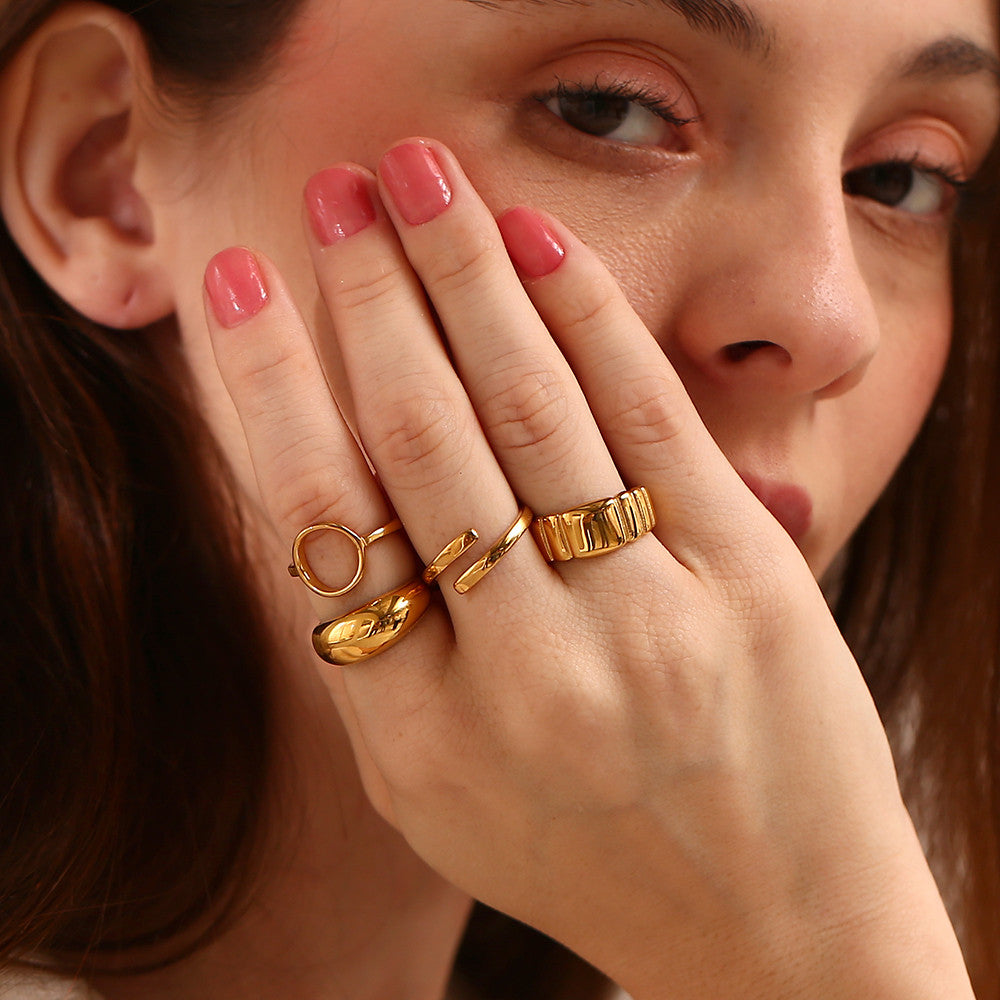 Women's 18k Gold Waterproof Stainless Steel Opening Cocktail Ring thumbnail