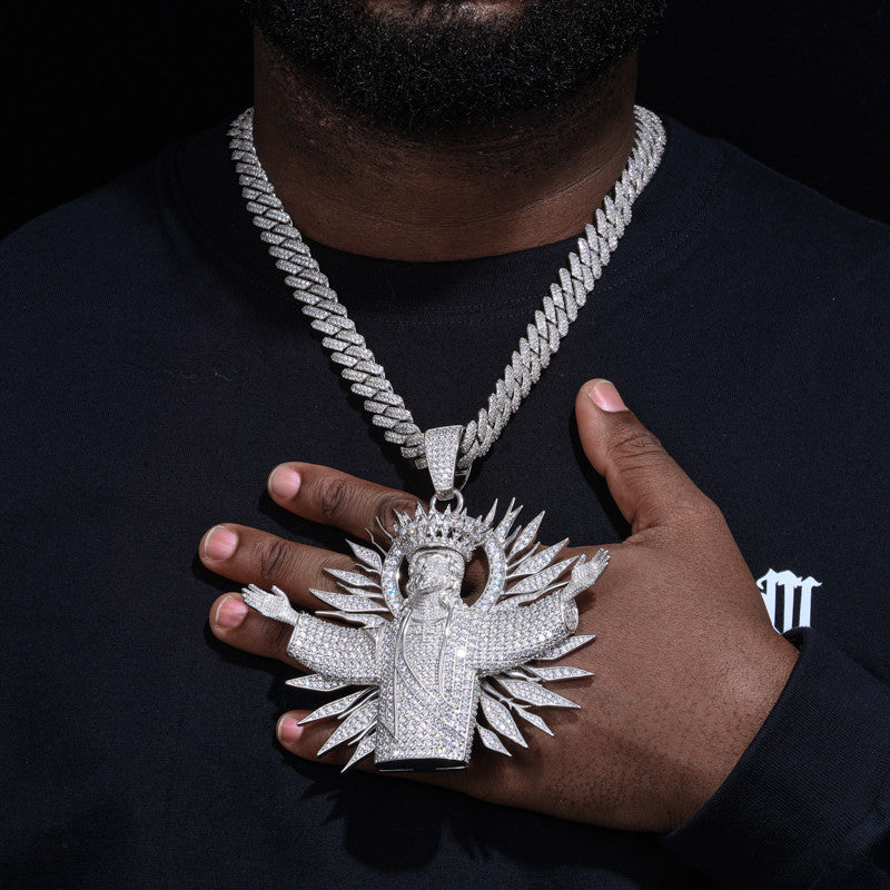 The True King | Moissanite Diamond Solid Sterling Silver Iced Blinged Out Jesus Piece Pendant