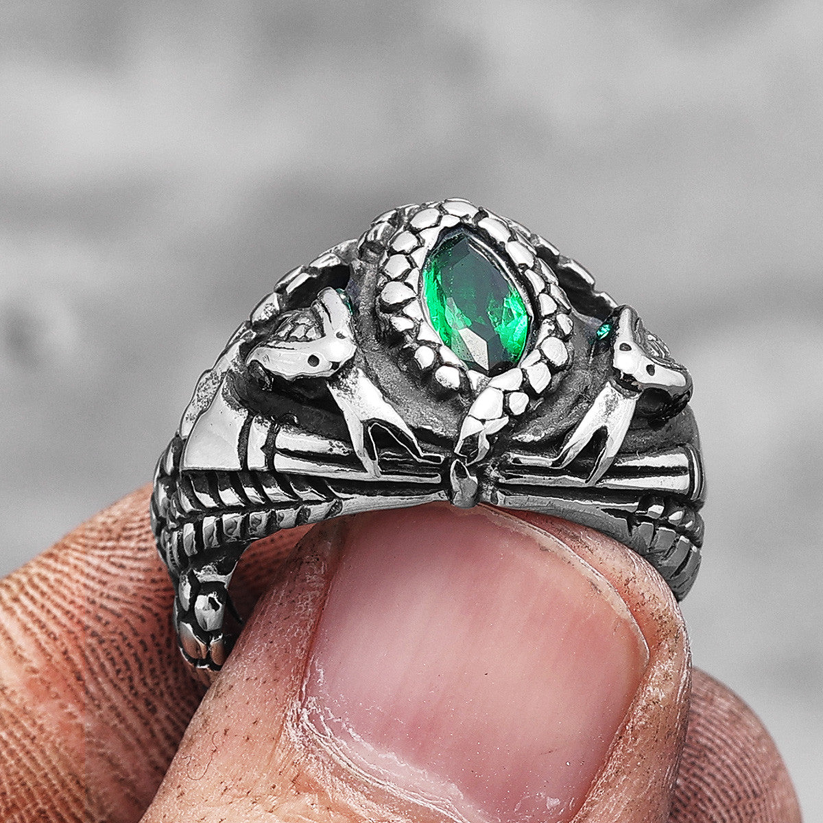 Devils Eye | 316L No Fade Stainless Steel Gemstone Snake Serpent Rings