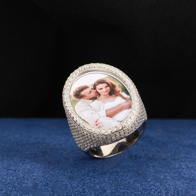 Precious Moments | Solid Sterling Silver Moissanite Diamond Hip Hop Photo Memory Rings